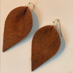 Faux Leather Teardrop Earrings, Western Ea…